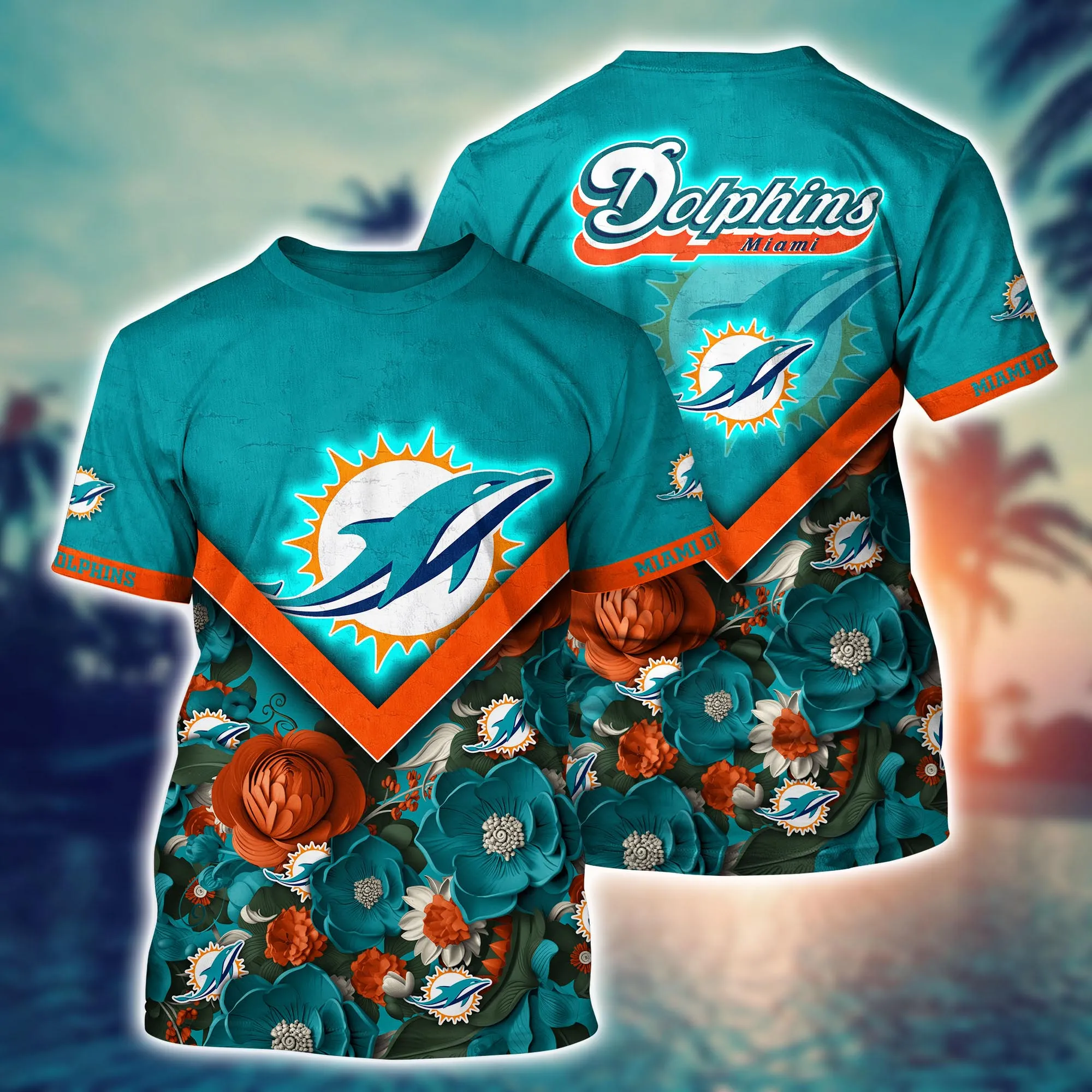 Miami Dolphins Shop - Miami Dolphins NFL Flower Tshirt Custom Summer Football V2