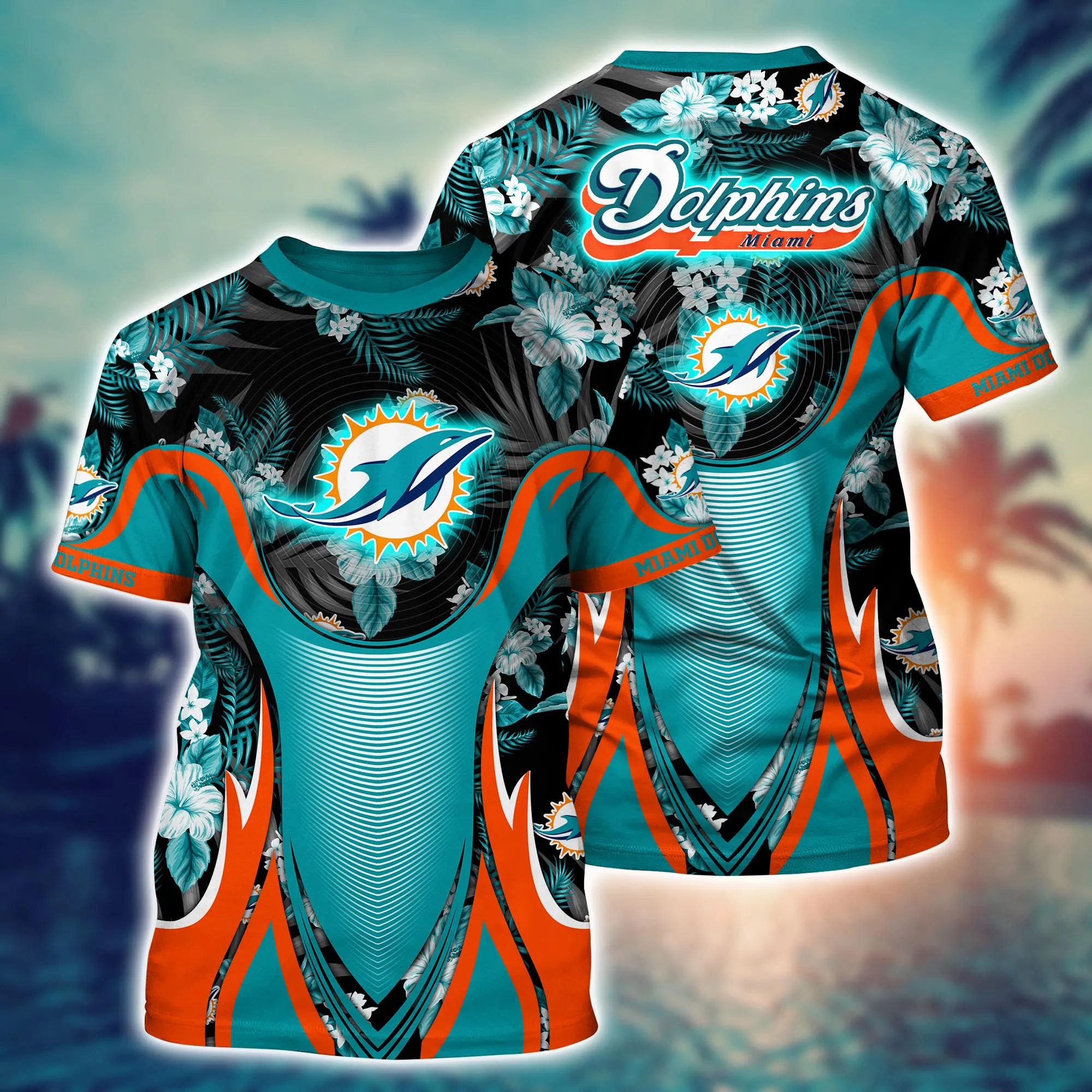 Miami Dolphins Shop - Miami Dolphins NFL Flower Tshirt Custom Summer Football V4