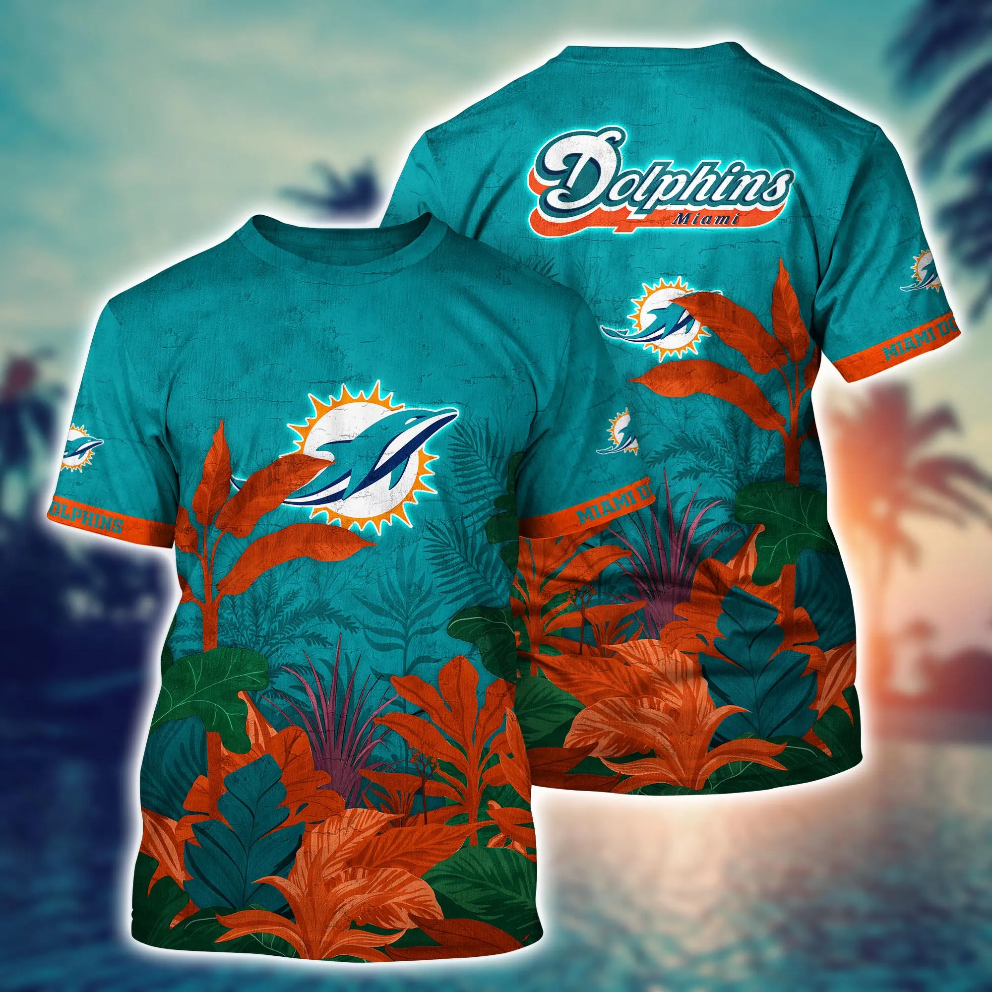 Miami Dolphins Shop - Miami Dolphins NFL Flower Tshirt Custom Summer Football V7