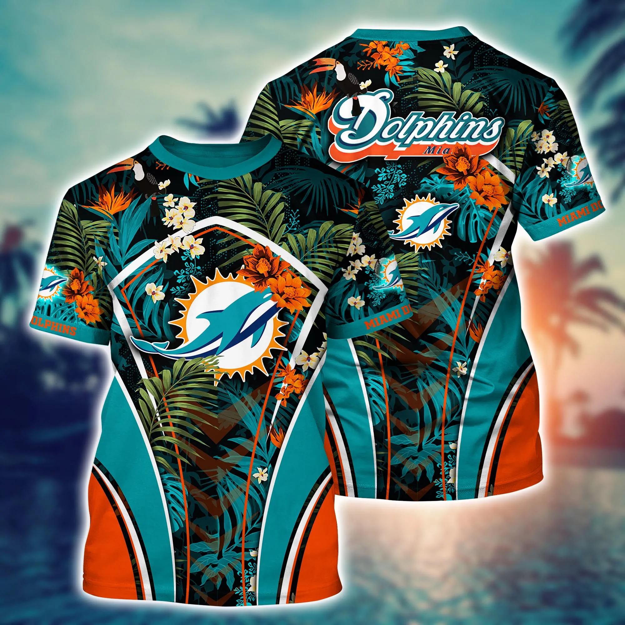 Miami Dolphins Shop - Miami Dolphins NFL Flower Tshirt Custom Summer Football V8