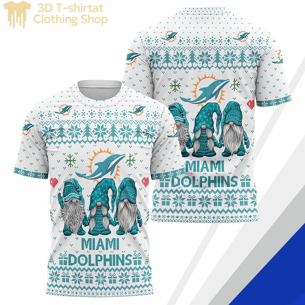 Miami Dolphins Shop - Dolphins Christmas Gnomes Ugly 3d Polo All Over Print Shirt