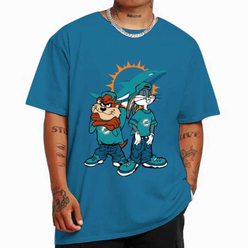 Miami Dolphins Shop - Looney Tunes Bugs And Taz Miami Dolphins T Shirt