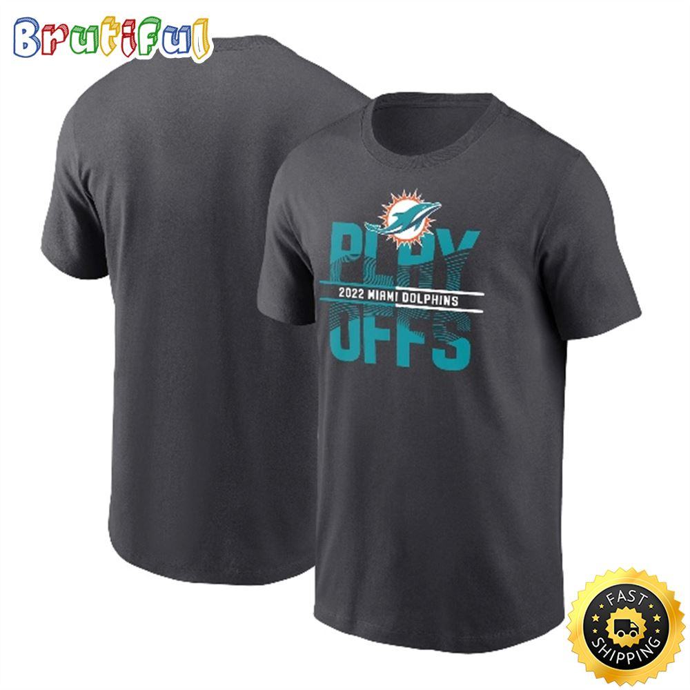 Miami Dolphins Shop - Miami Dolphins 2022 NFL Playoffs Iconic Anthracite T shirt
