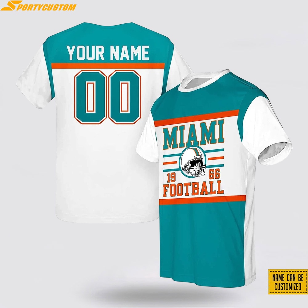 Miami Dolphins Shop - Miami Dolphins All Over Printed Custom Name And Number T shirt V2