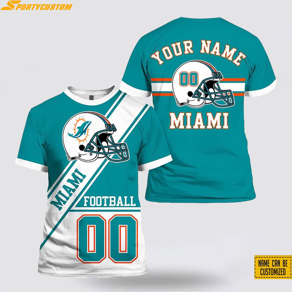 Miami Dolphins Shop - Miami Dolphins All Over Printed Custom Name And Number T shirt V4