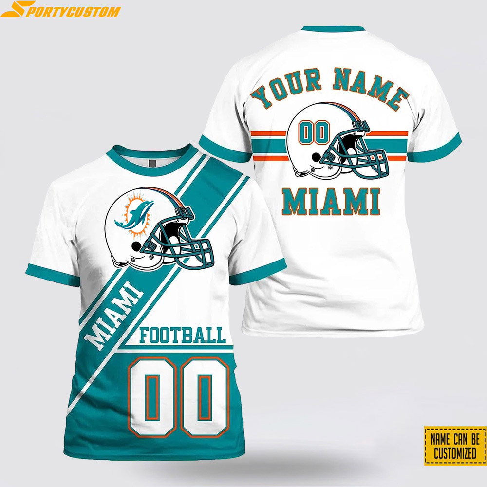 Miami Dolphins Shop - Miami Dolphins All Over Printed Custom Name And Number T shirt V5