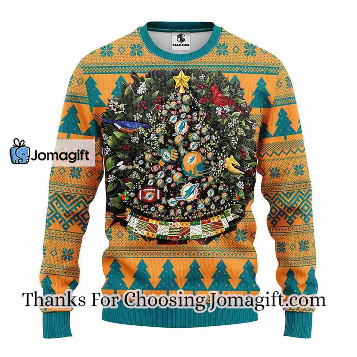 Miami Dolphins Shop - Miami Dolphins Tree Ball Christmas Ugly Sweater 1