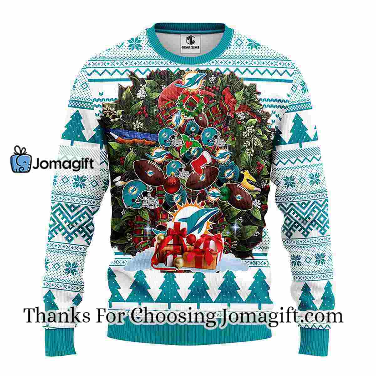 Miami Dolphins Shop - Miami Dolphins Tree Ugly Christmas Fleece Sweater 1