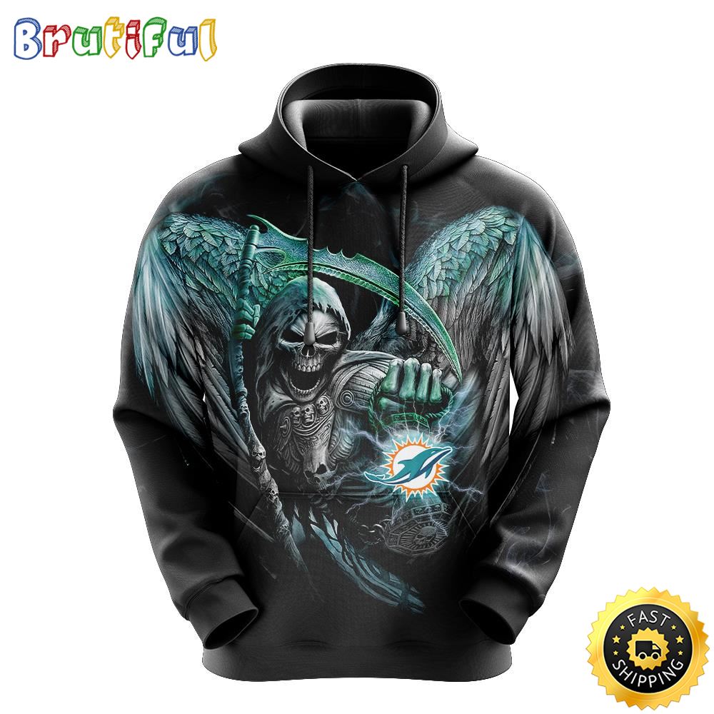 NFL Miami Dolphins 3D Hoodie All Over Print Skull Stand Out In The Crowd
