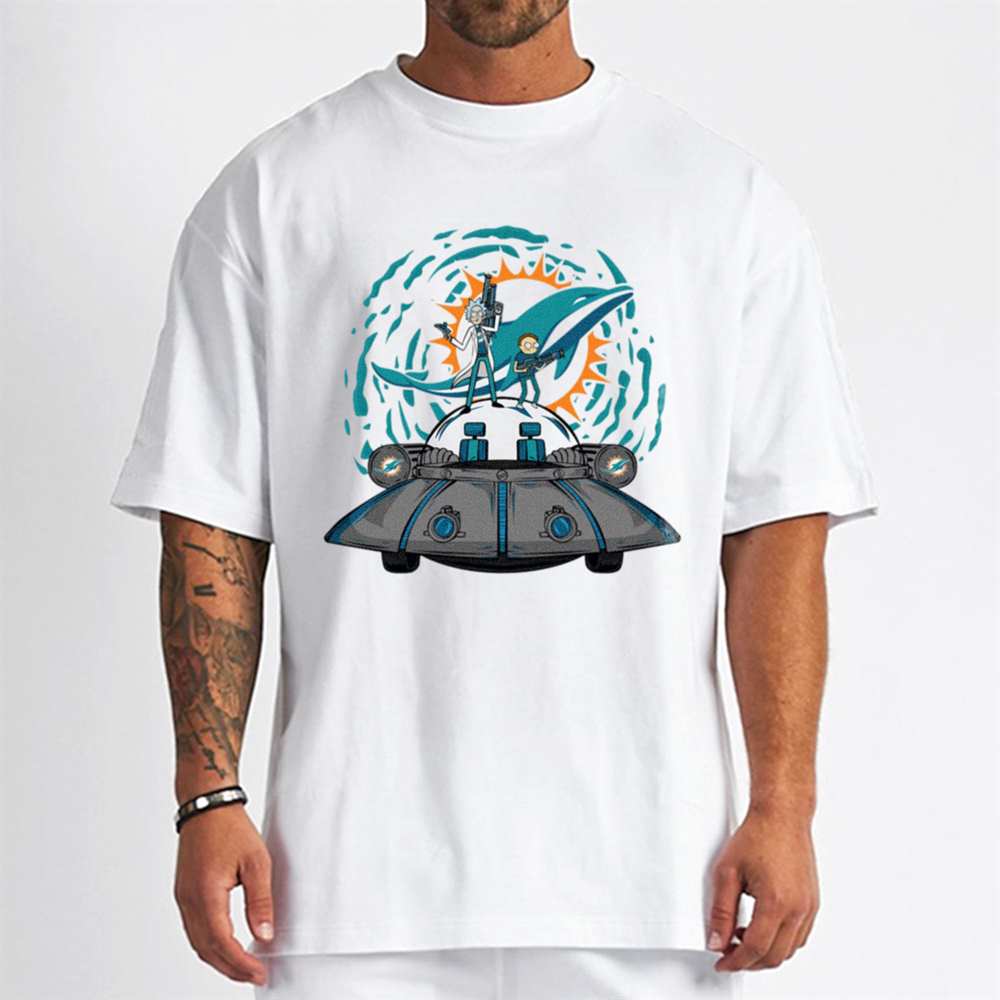 Miami Dolphins Shop - Rick Morty In Spaceship Miami Dolphins T Shirt