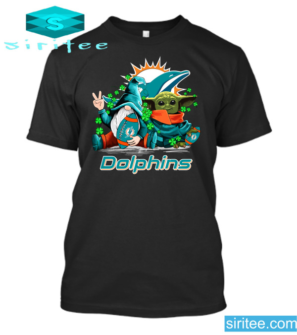 Miami Dolphins Shop - Leprechauns Gnomes Baby Yoda Hug Miami Dolphins T Shirt