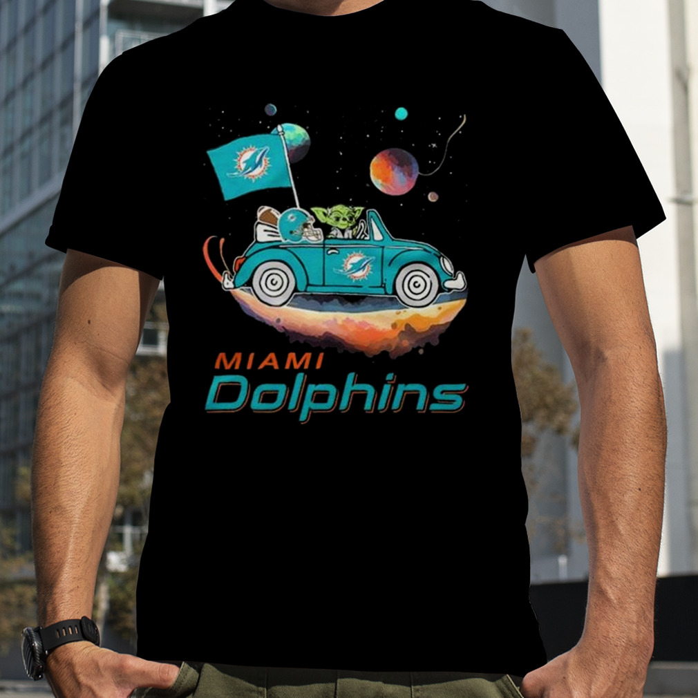 Miami Dolphins Shop - Master Yoda Driving Car Star Miami Dolphins Football 2023 T Shirt 1
