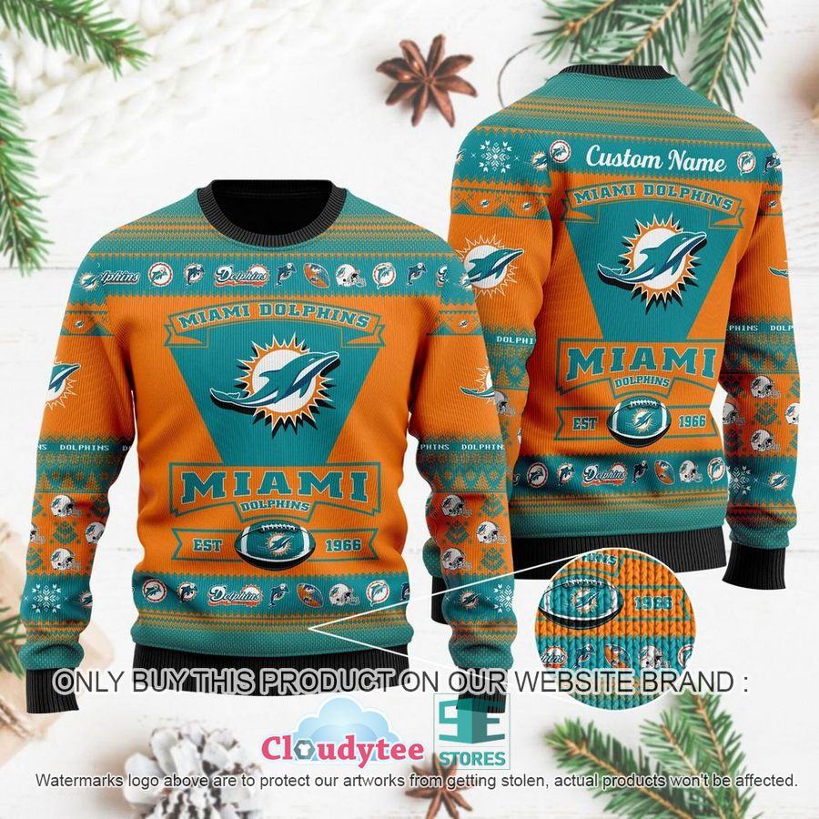 Miami Dolphins Shop - Miami Dolphins Cute Baby Yoda Grogu Christmas Ugly Christmas Sweater