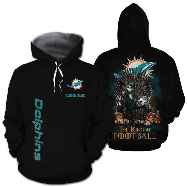 Miami Dolphins Shop - Miami Dolphins The King Of Football Custom Name 3D All Over Print Hoodie