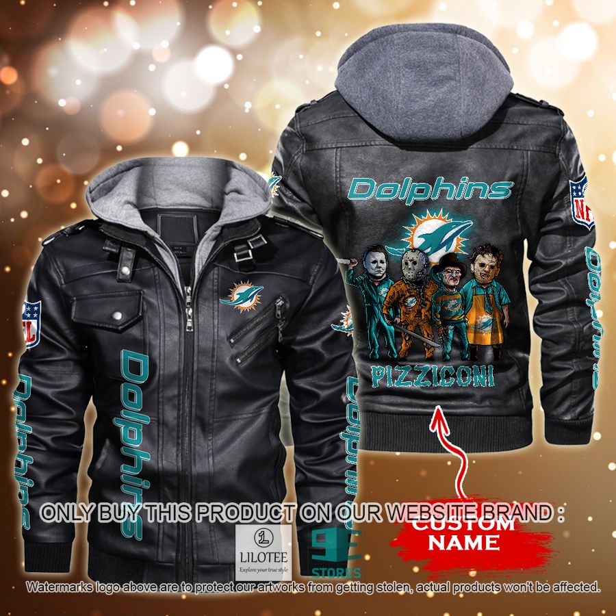 Miami Dolphins Shop - NFL Horror Characters Halloween Miami Dolphins Leather Jacket