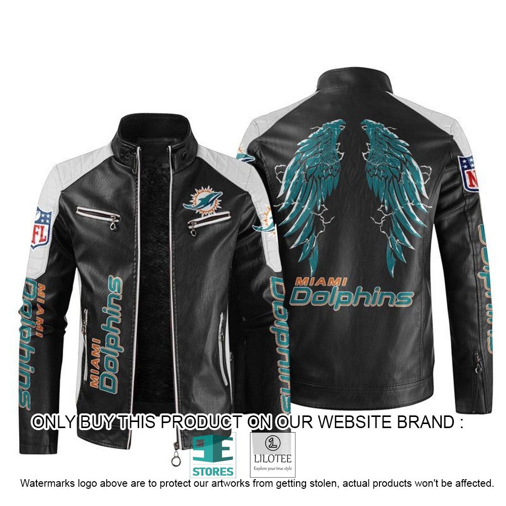 Miami Dolphins Shop - NFL Miami Dolphins Wings Motor Block Leather Jacket