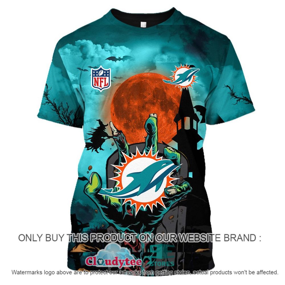 NFL Miami Dolphins Halloween Witches Pumpkin 3D Polo T-shirt