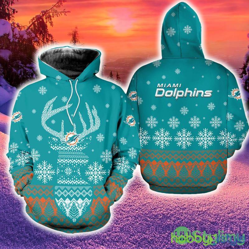 Miami Dolphins Shop - Miami Dolphins Christmas Reindeer 3D Hoodie
