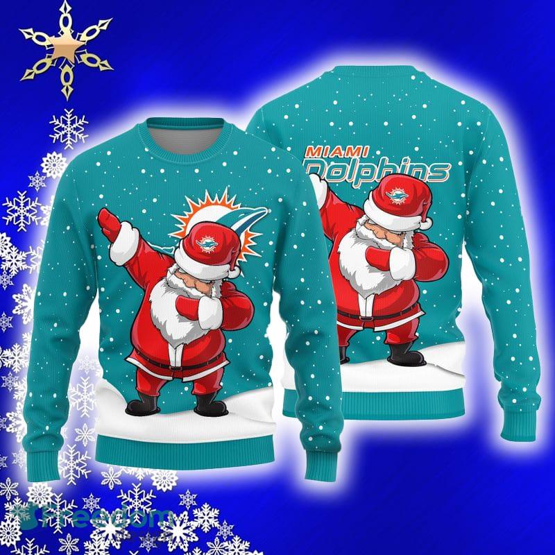 Miami Dolphins Shop - Miami Dolphins Dab Santa Knitted Sweater For Christmas