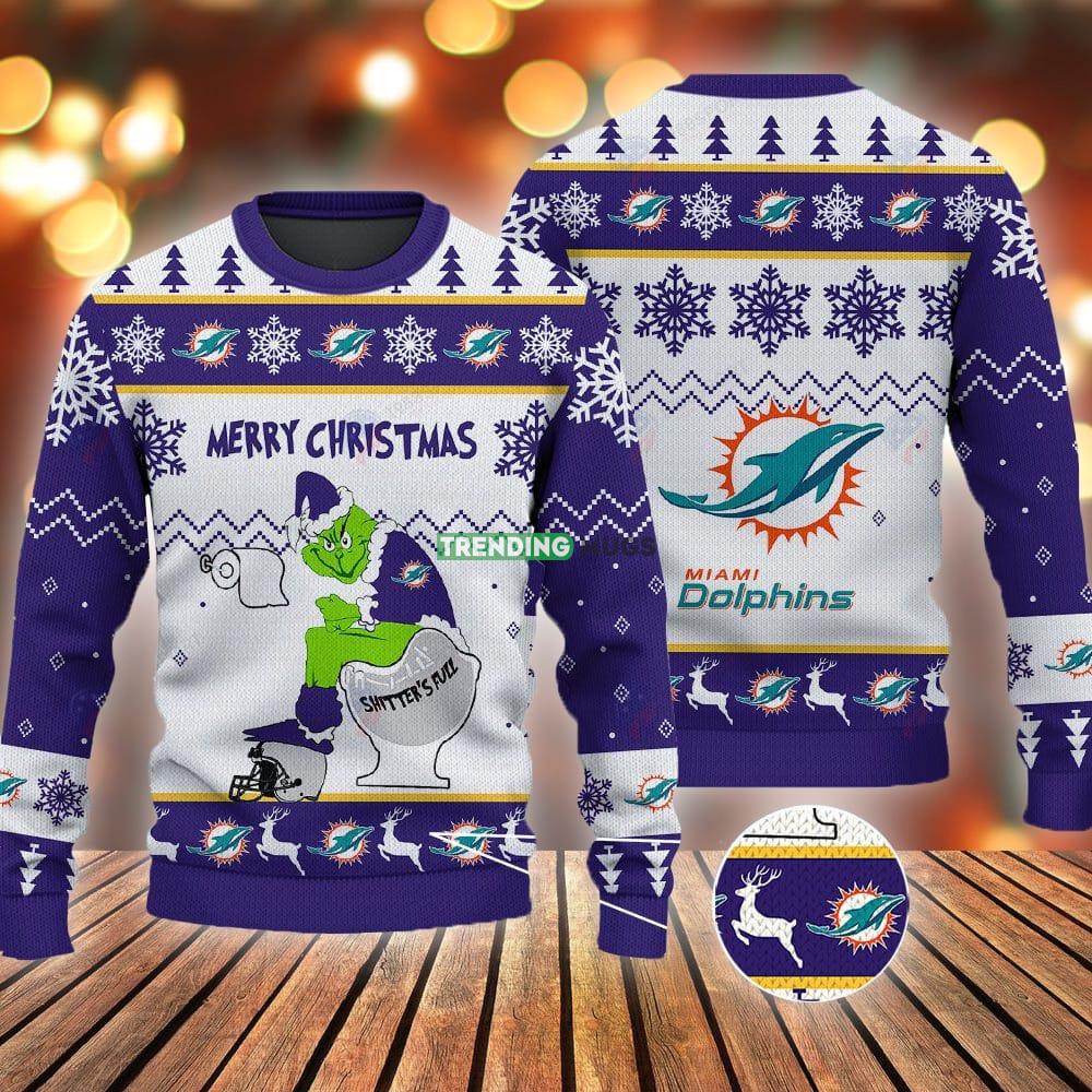 Miami Dolphins Grinch Shitters Full NFL Purple Ugly Christmas Sweater