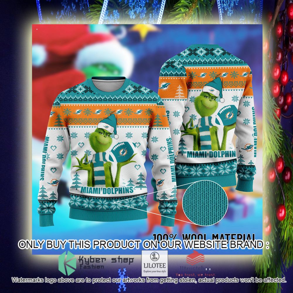 NFL Miami Dolphins The Grinch Christmas Ugly Sweater