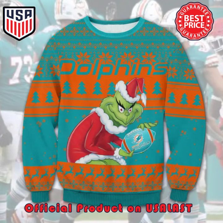 Miami Dolphins Grinch Ugly Christmas Sweater