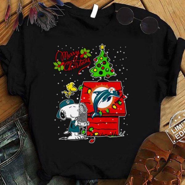 Miami Dolphins Shop - Best Snoopy Woodstock Miami Dolphins Merry Christmas shirt