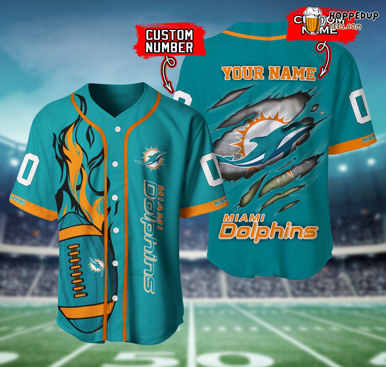 Miami Dolphins Shop - Miami Dolphins 3D Baseball Jersey Shirt