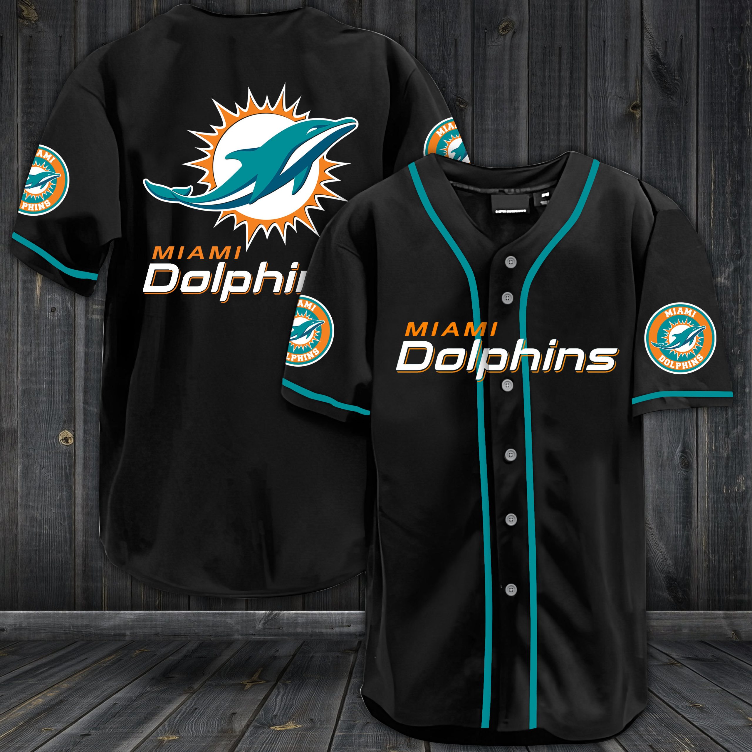 Miami Dolphins Baseball Jersey Shirts Sports Black