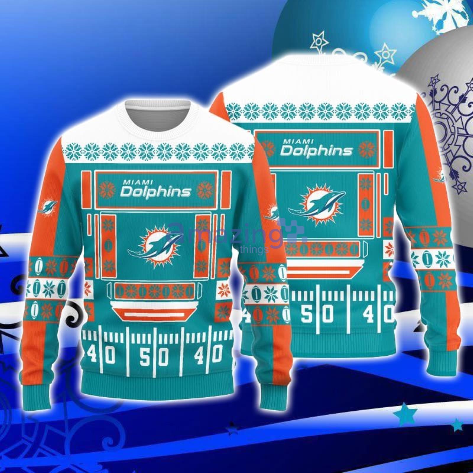 Miami Dolphins Shop - Miami Dolphins Christmas Bal Snowflake Pattern Winter Ugly Christmas Sweater 4