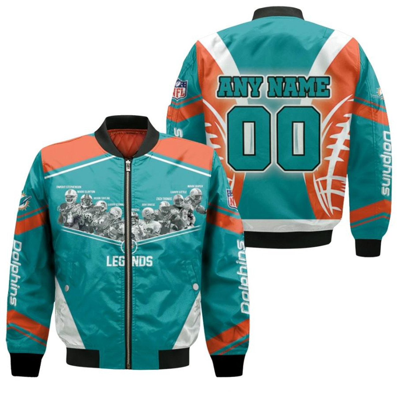 Miami Dolphins Shop - Miami Dolphins Legends Players Signed NFL 3D Bomber Jacket