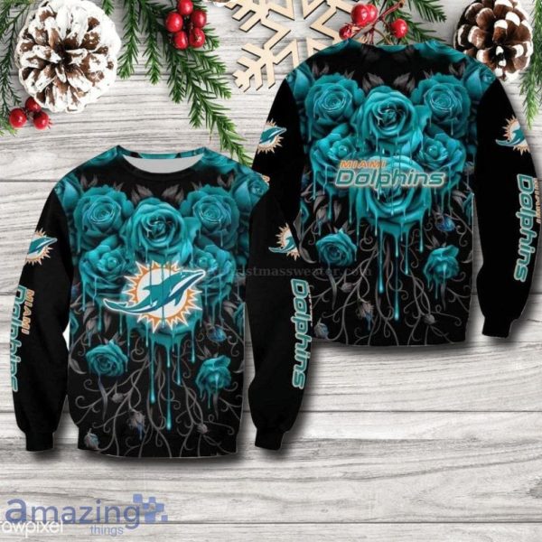 Miami Dolphins Shop - Miami Dolphins Logo Floral Limited Edition Christmas Sweater Ugly 4