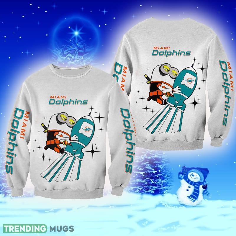 Miami Dolphins Shop - Miami Dolphins Minions Edition Unisex Ribbed Ugly Sweater 4