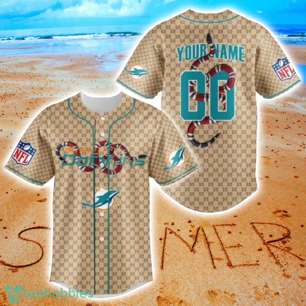 Miami Dolphins Shop - Miami Dolphins NFL Gucci Custom Name And Number Baseball Jersey