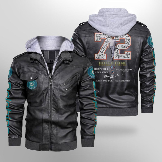 Miami Dolphins Shop - 72 Hall Of Fame Don Shula Miami Dolphins Thank You For The Memories 3D Leather Jacket