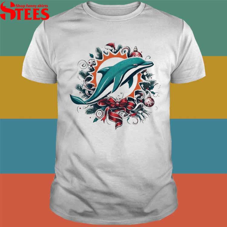 Miami Dolphins Shop - MiamI dolphins Christmas wreath T shirt