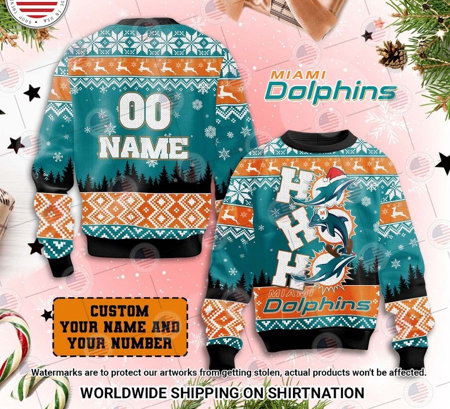 Miami Dolphins Shop - Miami Dolphins Hohoho Christmas Sweater