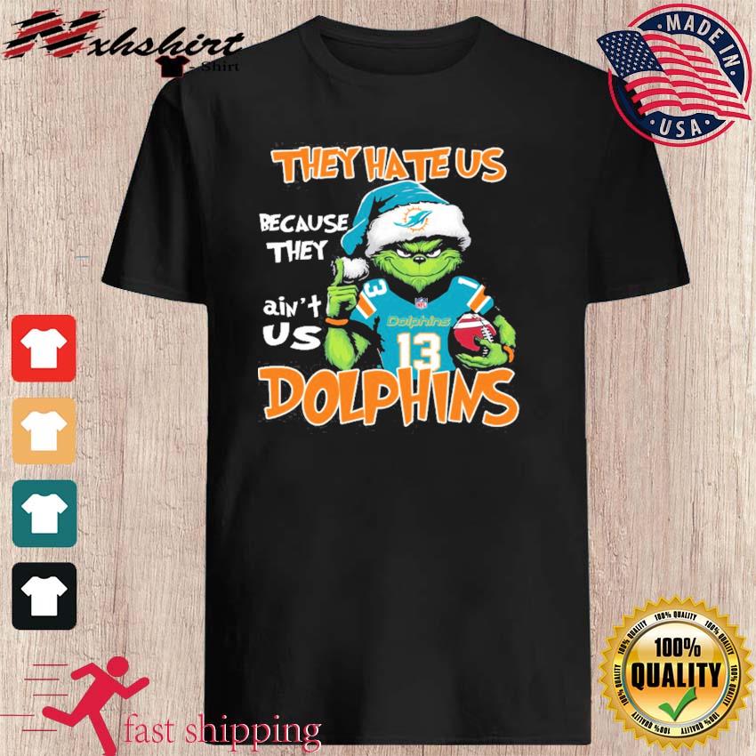 Miami Dolphins Shop - Official official They Hate US Miami Dolphins Football Santa Grinch Christmas shirt