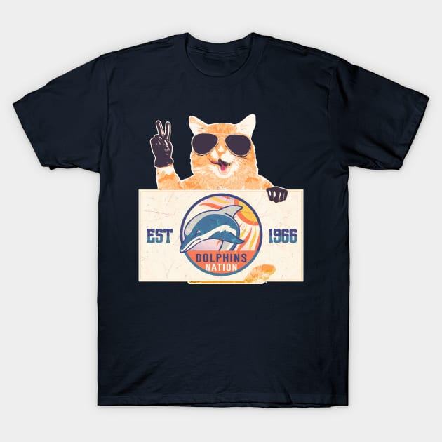 Miami Dolphins Shop - Cat and Dolphins Nation T Shirt 1