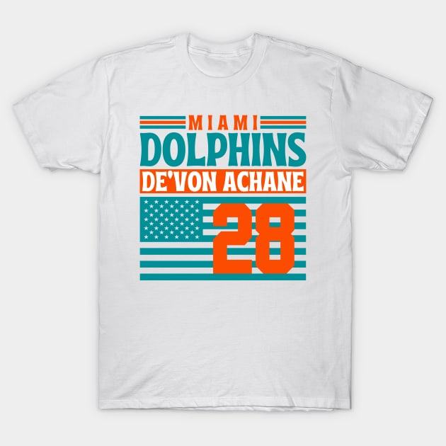 Miami Dolphins Shop - Miami Dolphins Achane 28 American Flag Football T Shirt 1