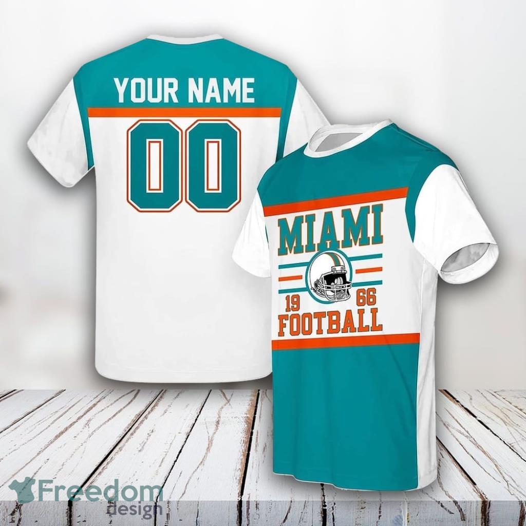 Miami Dolphins Shop - Miami Dolphins All Over Printed Custom Name And Number Nfl 3D T Shirts For Big Fans