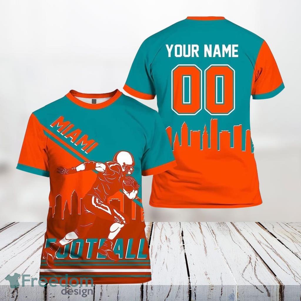 Miami Dolphins Shop - Miami Dolphins All Over Printed Custom Name And Number T shirt 3D