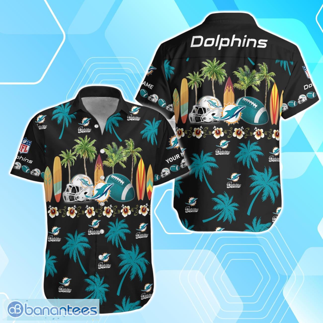 Miami Dolphins Shop - Miami Dolphins Hawaiian Shirt Custom Name Tropical Summer