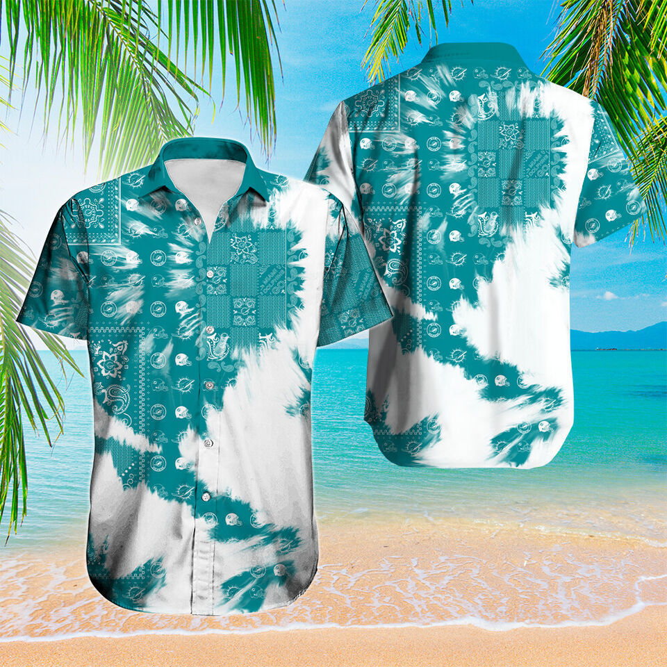 Miami Dolphins Shop - Miami Dolphins Hawaiian Shirts Men Button V7