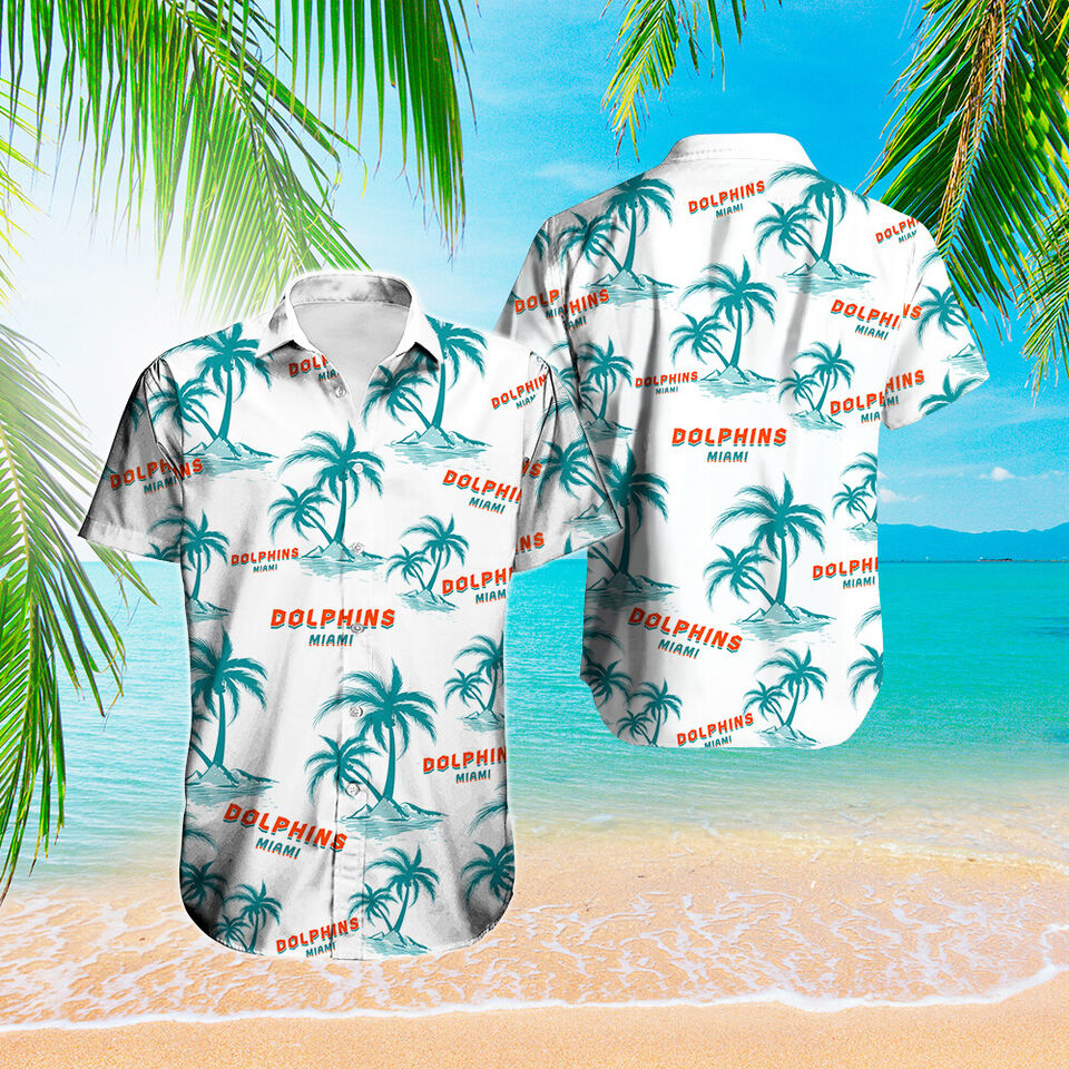 Miami Dolphins Shop - Miami Dolphins Hawaiian Shirts Men Button V8