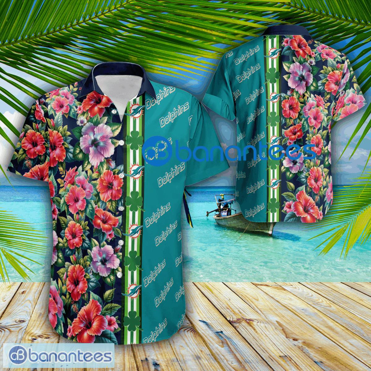 Miami Dolphins Shop - Miami Dolphins Hibiscus Flower Style Hawaiian Shirt AOP Gift Patricks Day