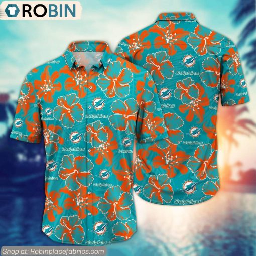 Miami Dolphins Shop - Miami Dolphins Hibiscus Tropical Pattern NFL Hawaiian Shirt 1