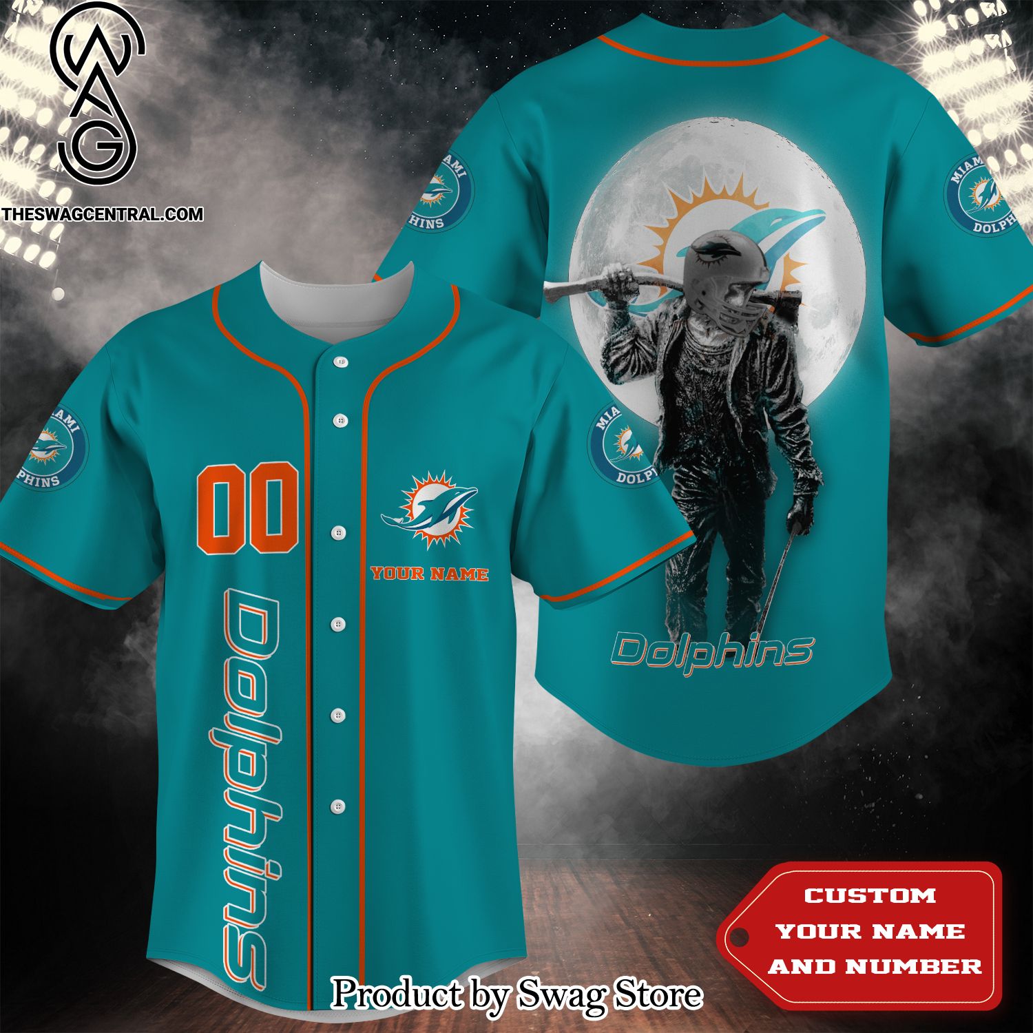 Miami Dolphins Shop - Miami Dolphins Jason Voorhees Halloween 3D Full Printing Baseball Jersey