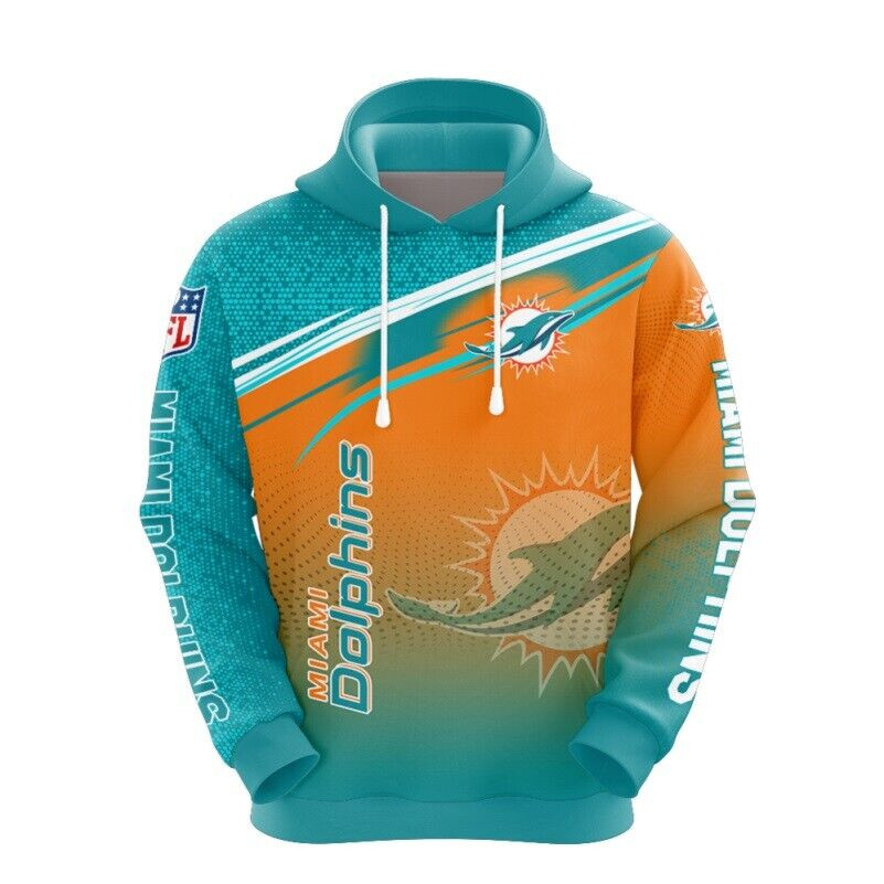 Miami Dolphins Shop - Miami Dolphins Mens Pullover Hoodie Casual V1