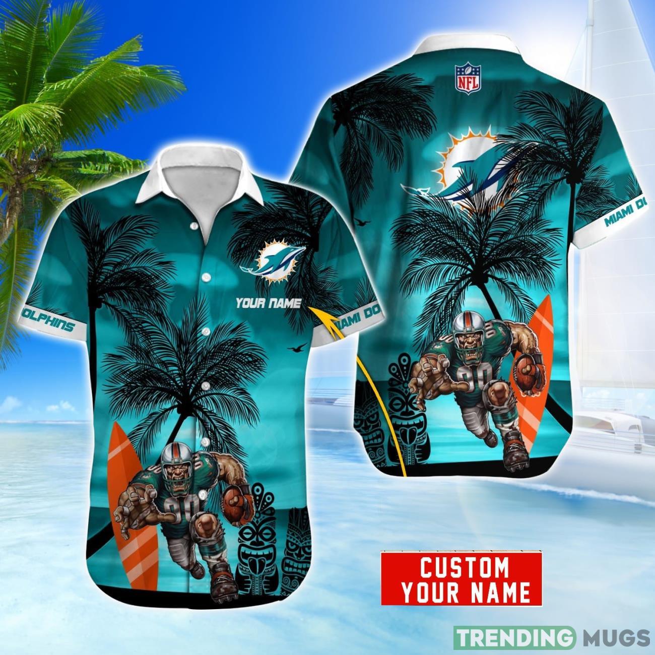 Miami Dolphins Shop - Miami Dolphins NFL Custom Name Hawaiian Shirt